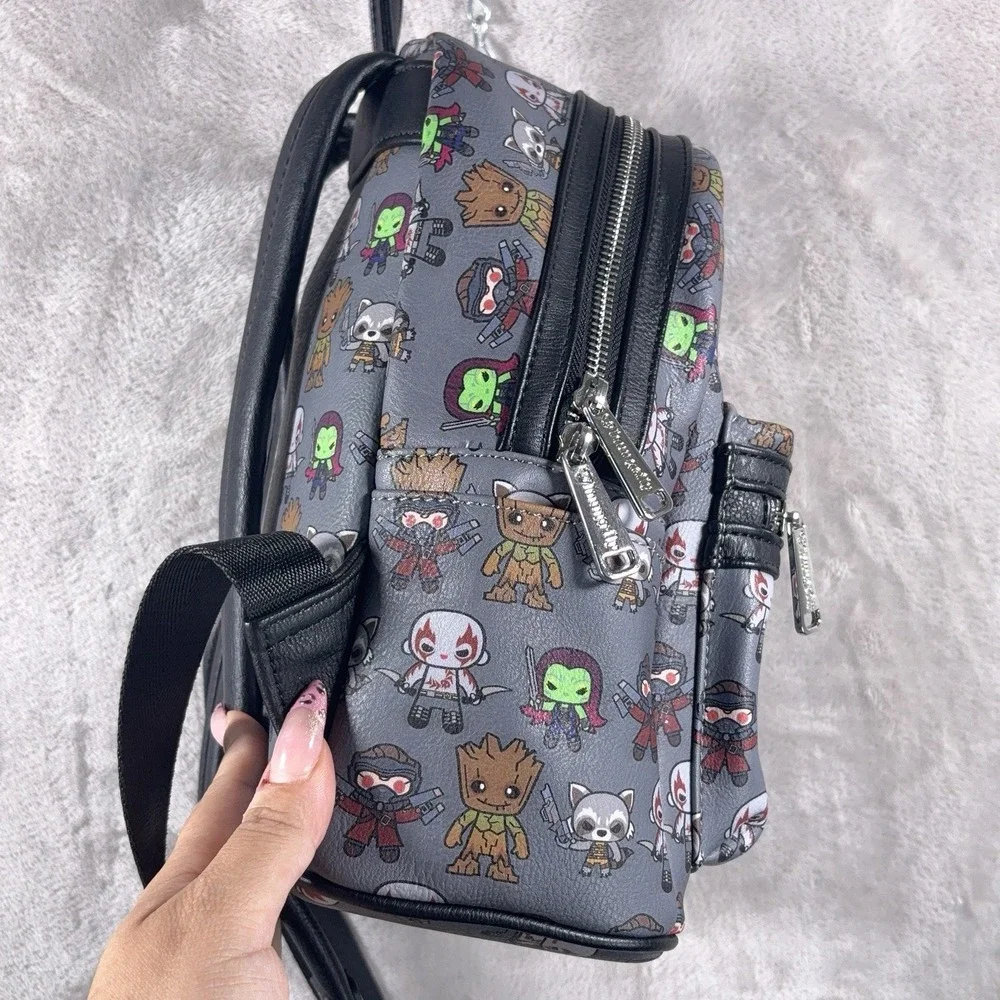 Loungefly Marvel Guardians of the Galaxy Chibi AOP Mini Backpack Gray